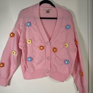Charming Pink Floral Cardigan